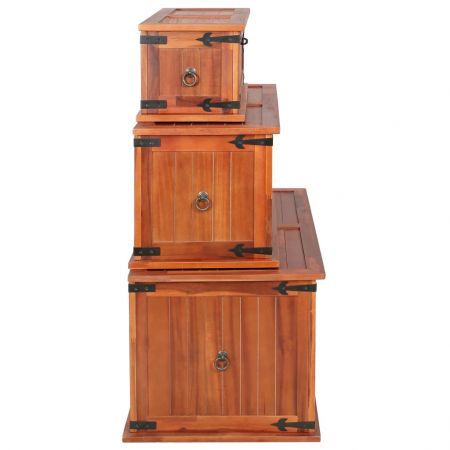 Storage Chests 3 pcs Solid Acacia Wood