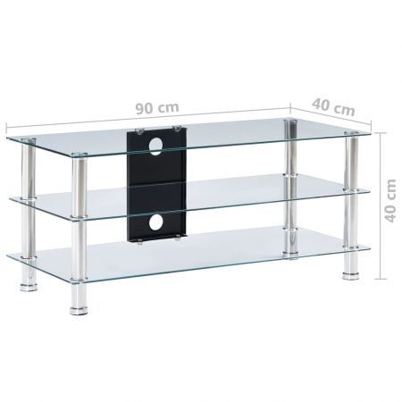 TV Stand Transparent 90x40x40 cm Tempered Glass