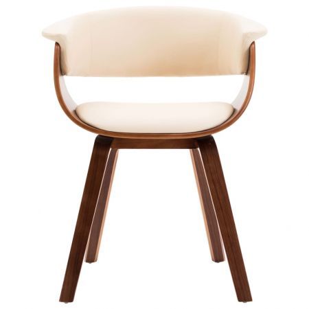 Dining Chair Cream Bent Wood and Faux Leather