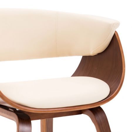 Dining Chair Cream Bent Wood and Faux Leather