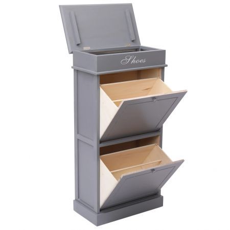 Shoe Cabinet Grey 50x28x98 cm Paulownia Wood