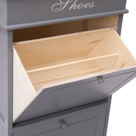 Shoe Cabinet Grey 50x28x98 cm Paulownia Wood