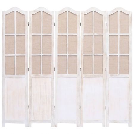 5-Panel Room Divider White 175x165 cm Fabric