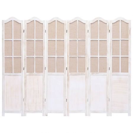 6-Panel Room Divider White 210x165 cm Fabric