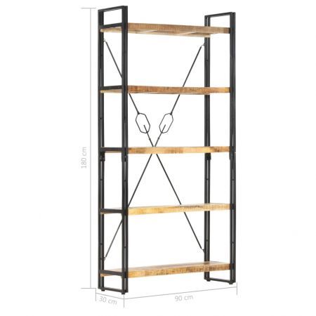 5-Tier Bookcase 90x30x180 cm Solid Mango Wood