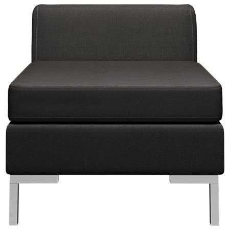 Sectional Middle Sofa with Cushion Fabric Black