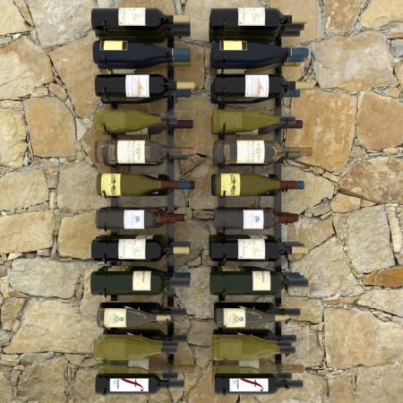 289560 Wall-mounted Wine Racks for 72 Bottles 2 pcs Black Iron