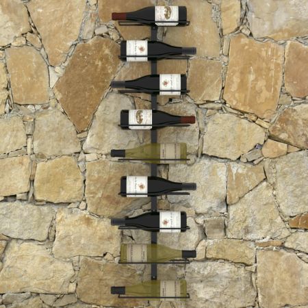 289561 Wall-mounted Wine Rack for 9 Bottles Black Iron