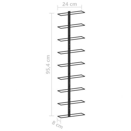 289561 Wall-mounted Wine Rack for 9 Bottles Black Iron