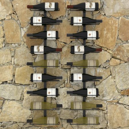 289562 Wall-mounted Wine Racks for 18 Bottles 2 pcs Black Iron