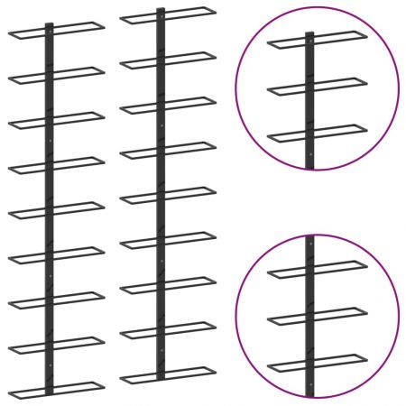 289562 Wall-mounted Wine Racks for 18 Bottles 2 pcs Black Iron