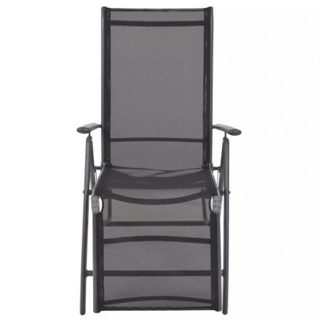 Reclining Deck Chair Aluminium and Textilene Black