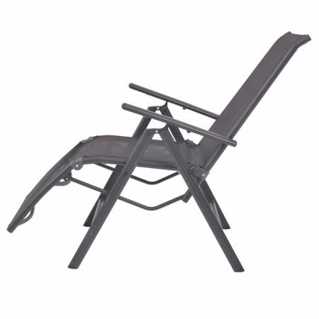 Reclining Deck Chair Aluminium and Textilene Black