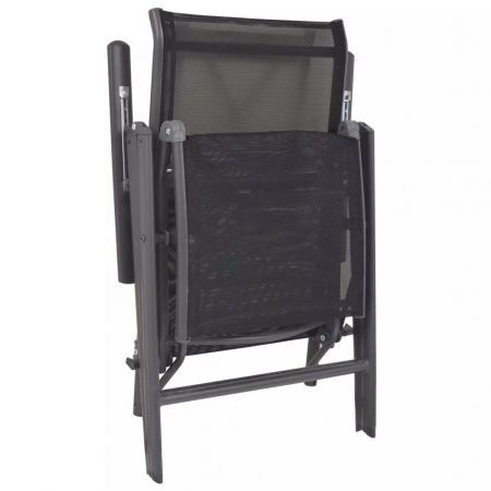 Reclining Deck Chair Aluminium and Textilene Black