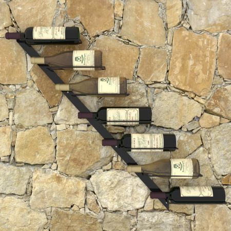 289564 Wall-mounted Wine Rack for 7 Bottles Black Metal