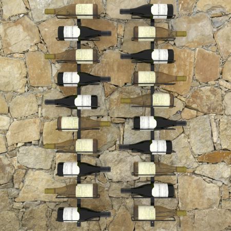 289567 Wall-mounted Wine Racks for 20 Bottles 2 pcs Black Metal