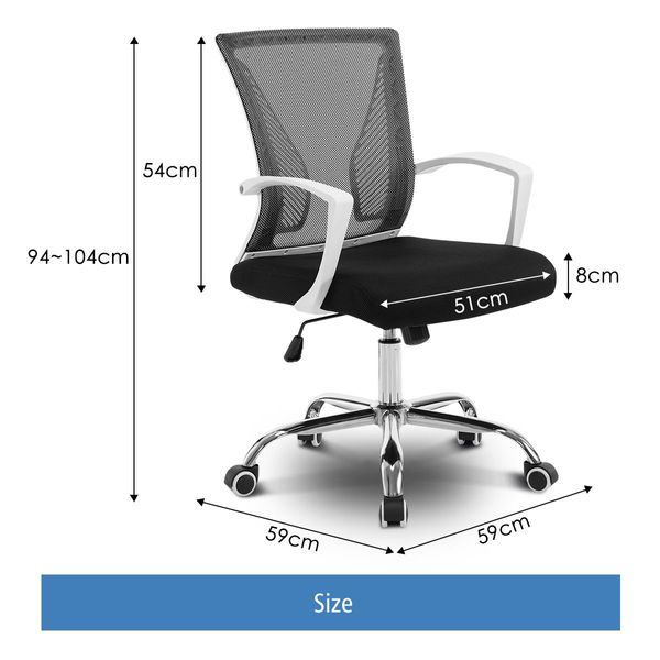 Ergonomic Mesh Office Chair Computer Work Lumbar Support Armrest Swivel Black 