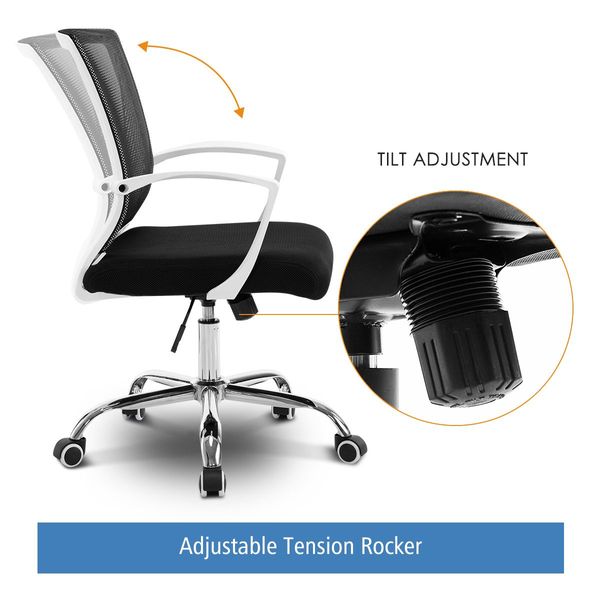 Ergonomic Mesh Office Chair Computer Work Lumbar Support Armrest Swivel Black 