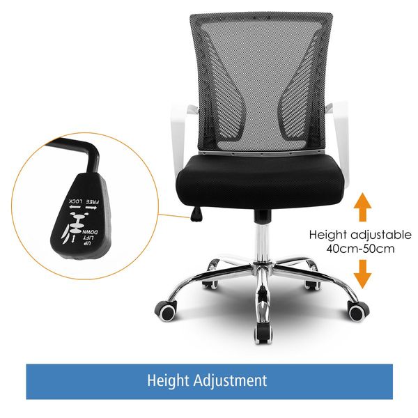 Ergonomic Mesh Office Chair Computer Work Lumbar Support Armrest Swivel Black 