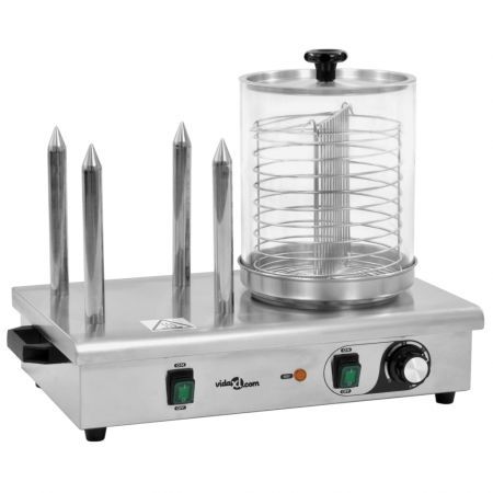 Hot Dog Warmer with 4 Rods Stainless Steel 550 W