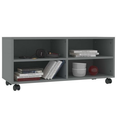 TV Cabinet with Castors Grey 90x35x35 cm Engineered Wood