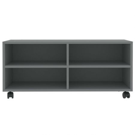 TV Cabinet with Castors Grey 90x35x35 cm Engineered Wood