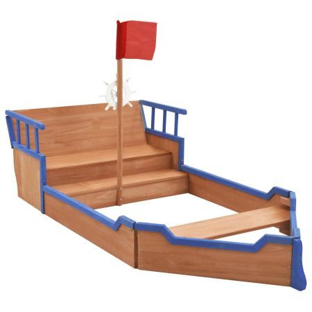 Sandbox Pirate Ship Firwood 190x94.5x136 cm