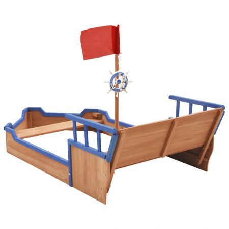 Sandbox Pirate Ship Firwood 190x94.5x136 cm