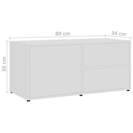 TV Cabinet White 80x34x36 cm Chipboard