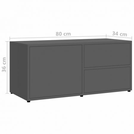 TV Cabinet High Gloss Grey 80x34x36 cm Chipboard