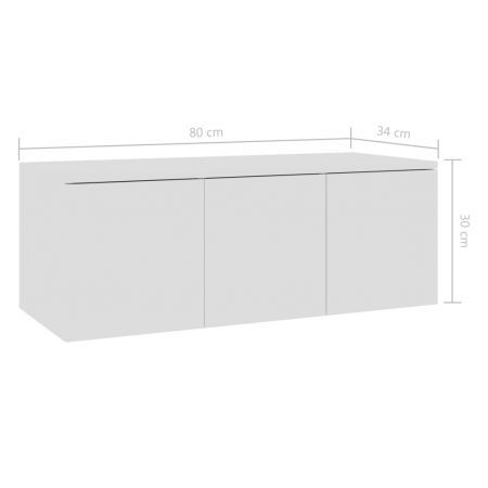 TV Cabinet High Gloss White 80x34x30 cm Chipboard