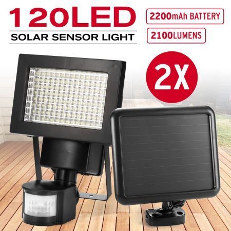 2x 120 LED Solar Sensor Lights Security Motion Detection Light Garden Flood