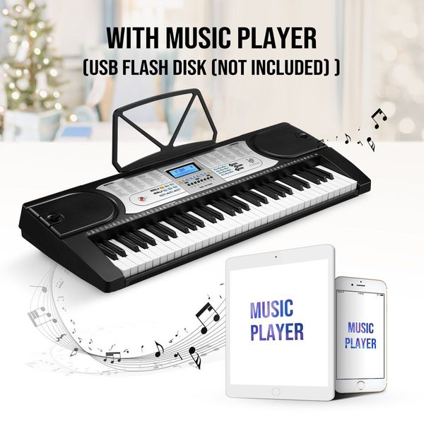 61 Key Electronic Keyboard Piano with 24 Demo Songs LED Screen Music Stand Melodic