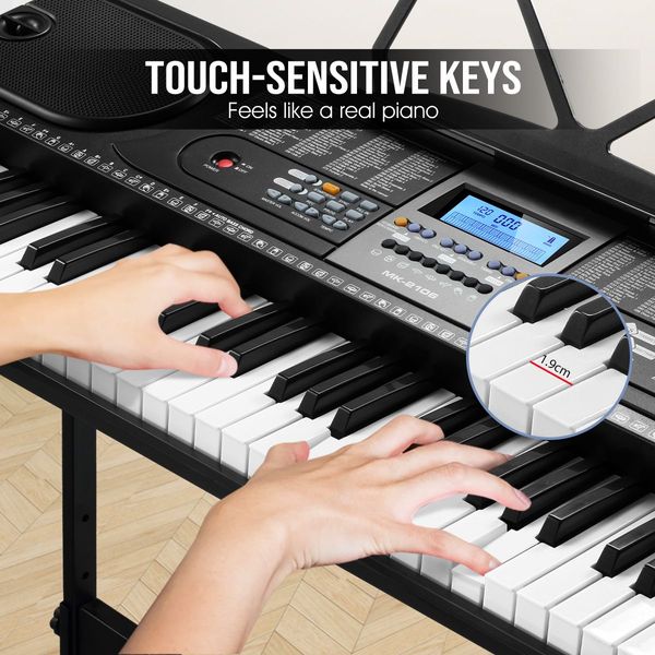 61 Key Portable Electronic Keyboard Electric Piano with Microphone Power Adaptor Melodic