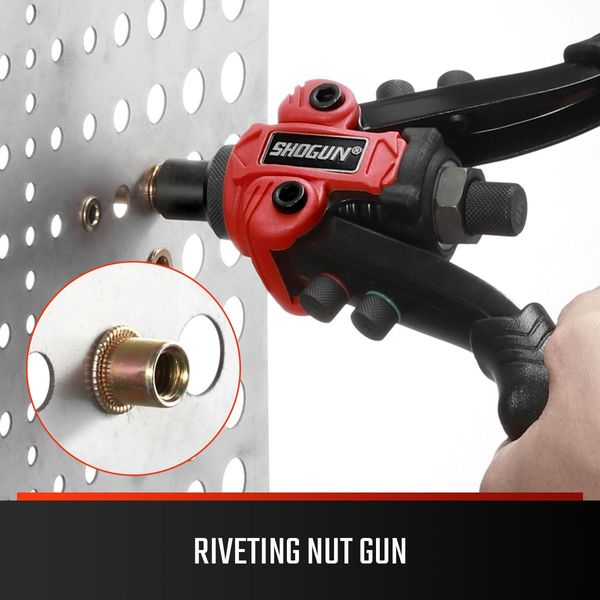 3-in-1 Heavy-duty Hand Rivet Nut Gun Reaming Tool Set with 90 Rivets Nuts & 50 Rivets