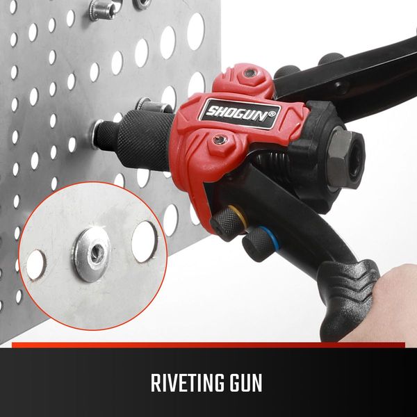 3-in-1 Heavy-duty Hand Rivet Nut Gun Reaming Tool Set with 90 Rivets Nuts & 50 Rivets