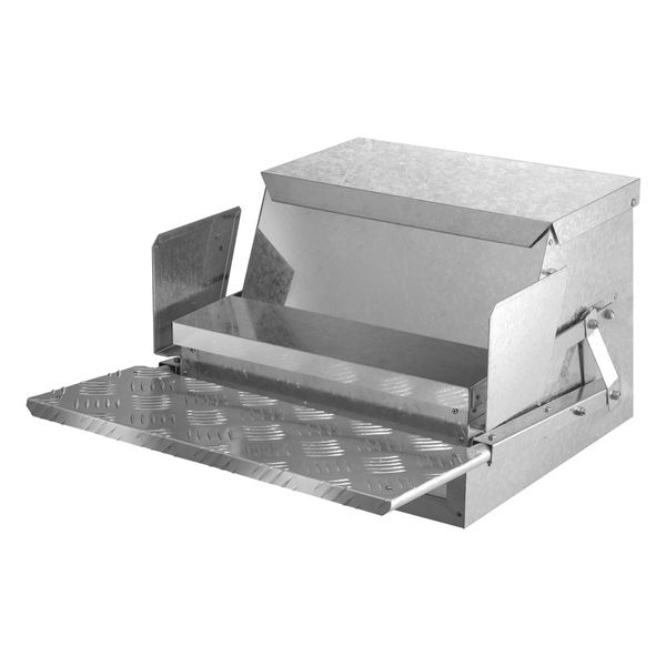 Auto Chicken Feeder Galvanized Steel Poultry Automatic Feeding Trough Spill-Proof Tread Plate 10KG