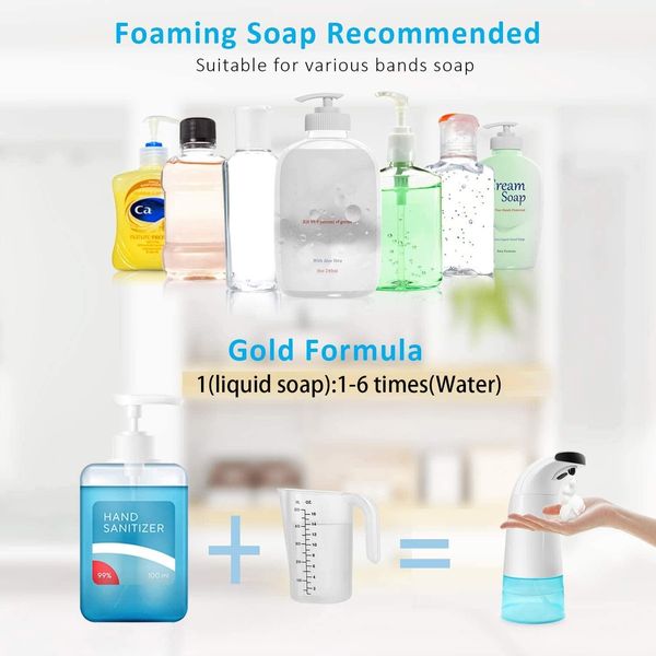 Automatic Foam Soap Dispenser, Touchless Foaming Soap Dispenser, Hands Free with Infrared Motion Sensor, 280ml Liquid, for Kids Adult Kitchen Bathroom