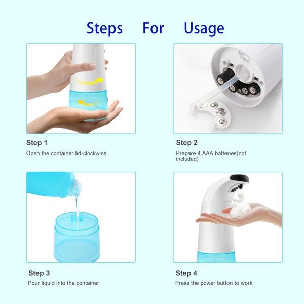 Automatic Foam Soap Dispenser, Touchless Foaming Soap Dispenser, Hands Free with Infrared Motion Sensor, 280ml Liquid, for Kids Adult Kitchen Bathroom