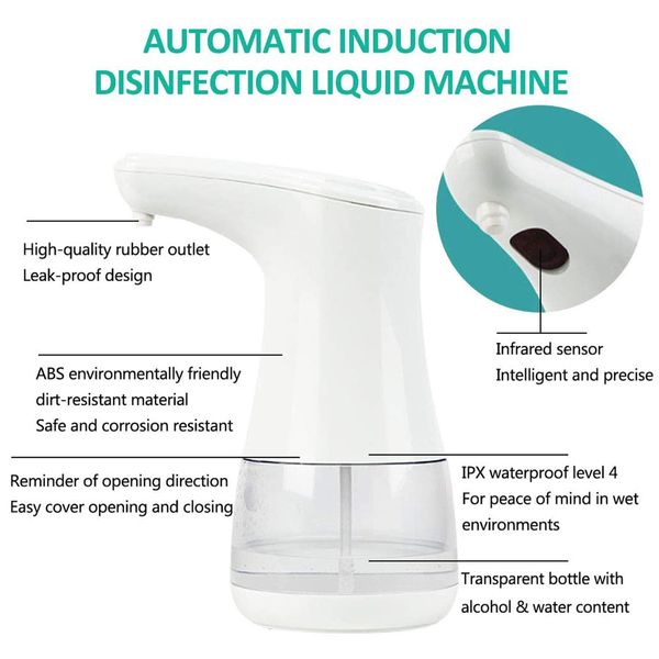 Alcohol Dispenser Infrared Automatic Induction Non-Contact Sprayer Bottles,360ml Soap Dispenser Suitable for Home, Restaurant, School, Hotel