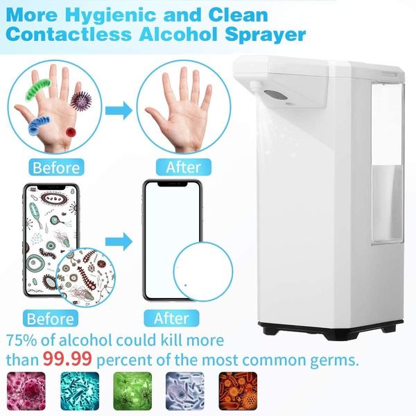 Automatic Sanitizer Dispenser, JOYXEON Touchless Alcohol Dispenser 17oz Non-Contact Soap Dispenser Alcohol Sprayer Bottle with Infrared Sensor