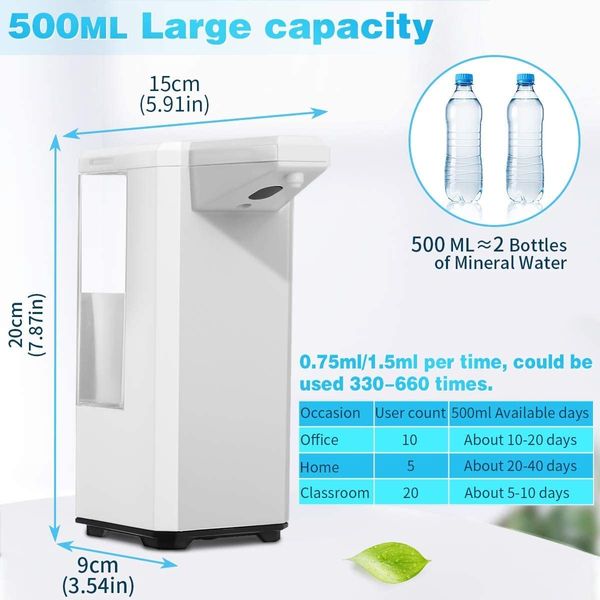 Automatic Sanitizer Dispenser, JOYXEON Touchless Alcohol Dispenser 17oz Non-Contact Soap Dispenser Alcohol Sprayer Bottle with Infrared Sensor