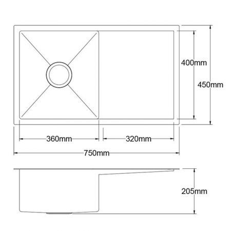 Cefito 75cm x 45cm Stainless Steel Kitchen Sink Under/Top/Flush Mount Black