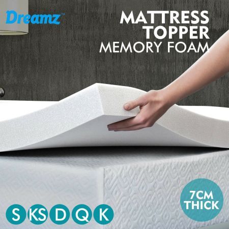 DreamZ 7cm Memory Foam Bed Mattress Topper Polyester Underlay Cover Double