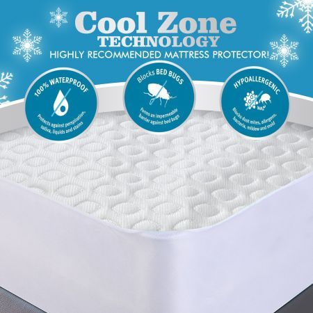 DreamZ Mattress Protector Topper Polyester Cool Cover Waterproof King Single