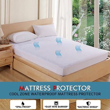 DreamZ Mattress Protector Topper Polyester Cool Cover Waterproof King Single