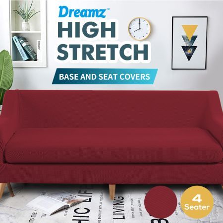 DreamZ Couch Sofa Seat Covers Stretch Protectors Slipcovers 4 Seater Wine