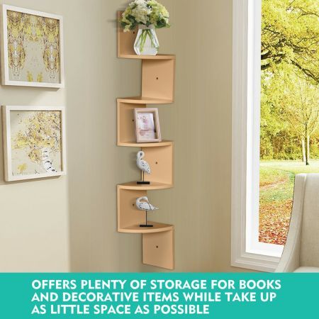 Levede 5 Tier Corner Wall Shelf Display Shelves DVD CD Storage Zig-tag Rack