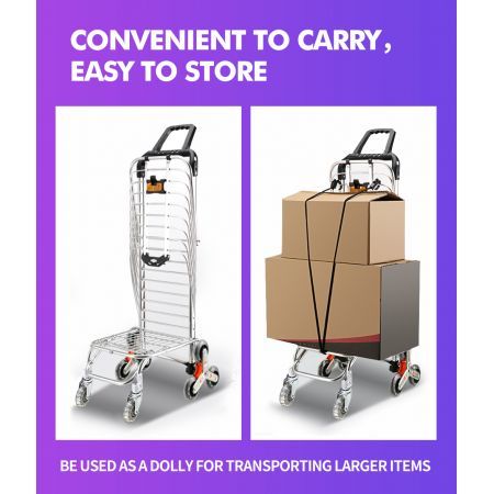 Foldable Shopping Cart Trolley Stainless Steel Basket Luggage Grocery Portable