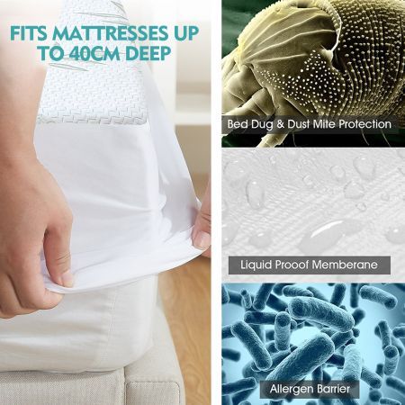 DreamZ Fully Fitted Waterproof Breathable Bamboo Mattress Protector Double Size